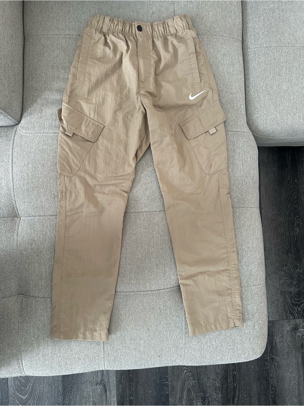 Nike Boys L Khaki Cargo Dri Fit Pants with Elastic Waist